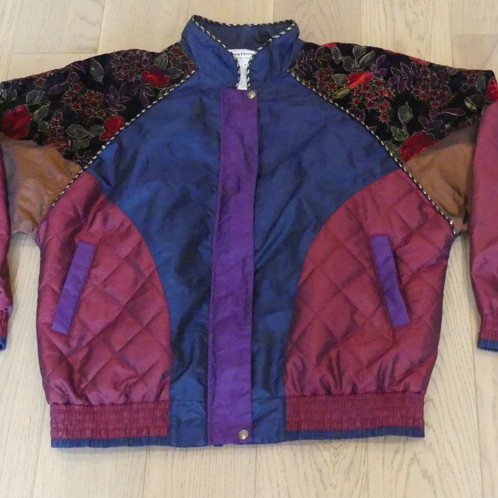 Westbound Sport Vintage 1990's Velvet Shoulder Multicoloured Women's Windbreaker